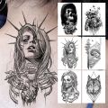 【Good-Love Store】Evil Gangster Temporary Tattoos For Men Adult Skull Tattoo Stickers Wolf Astronaut Body Art Tatoos Halloween. 