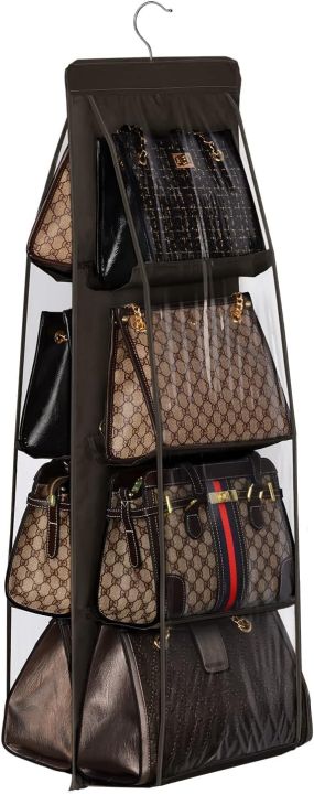 6%20%20&%208%20Pockets%20Hanging%20Purse%20Handbag%20Organizer%201%20Pcs%20Clear%20Hanging%20Shelf%20Bag%20Collection%20Storage%20Holder%20Purse%20Bag%20Wardrobe%20Closet%20Space%20Saving%20Organizer%20-%20Image%203