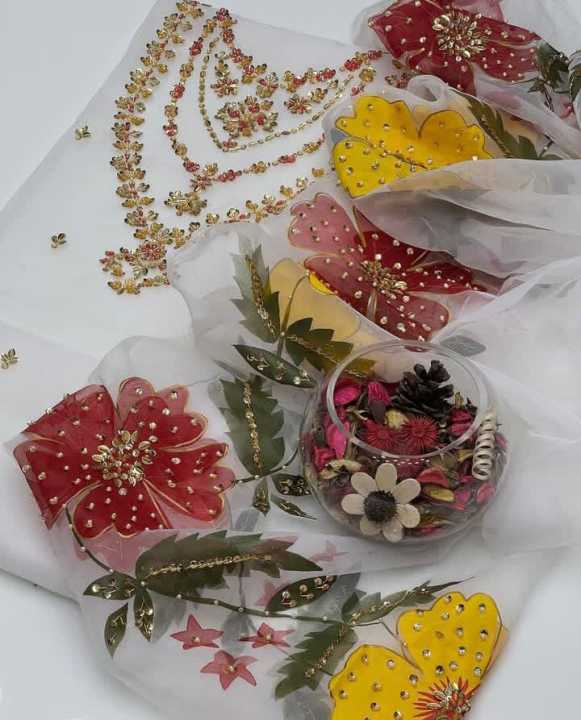 SAJFI%20CLOSET-2-Piece%20Handmade%20Organza%20Botqui%20Style%20Dress%20with%20Zarri%20and%20Nagina%20Embroidery,%20Oil%20Paint%20Dupatta%20-%20Image%206