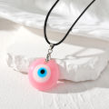 Turkish Lucky Nazar Amulet Wax Rope Necklace Men 3cm Round Oval Purple Pink Blue Acrylic Evil Eyes Pendant Necklace for Women. 