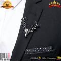 Fashion Lapel Pin - Deer_Head Brooch Lapel Pin coat pin for Men - Jewelry Accessories - Black. 