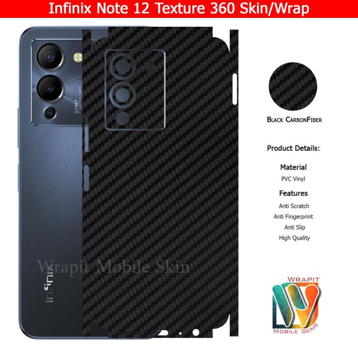 Infinix Note 12 Skin/Wrap 360 Protection Carbon fiber/ Matte/ Transparent Back And Sides Included Camera Skin