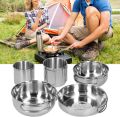 Set of 5 Outdoor Camping Stainless Steel Cookware - Pots, Pans, Glass Set & Gas Stove Pots. 
