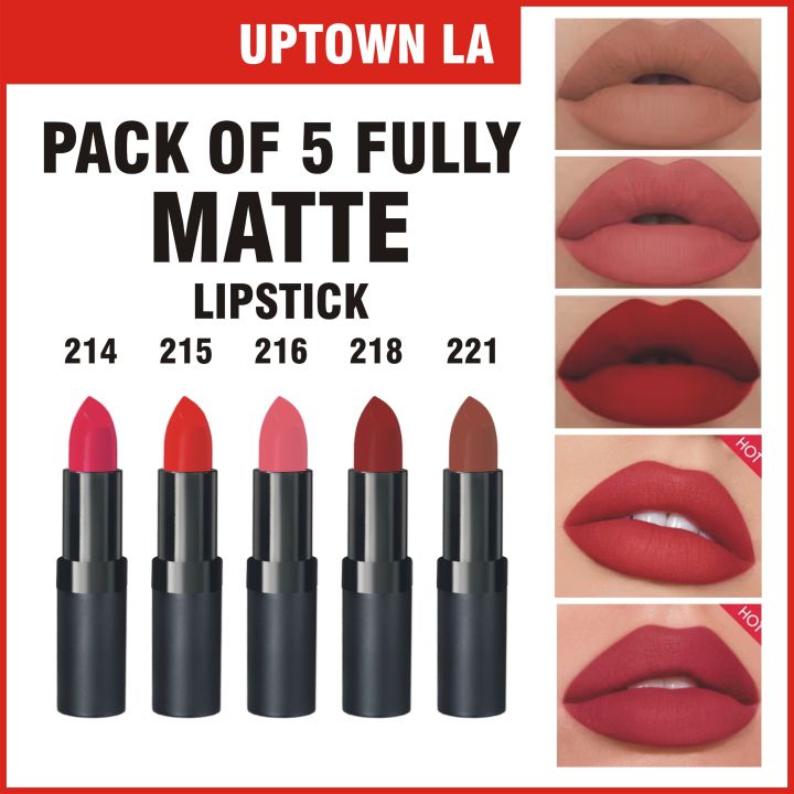 UPTOWN LA MATTE LIPSTICK SET OF 5 SHADES FOR WOMEN & GIRLS