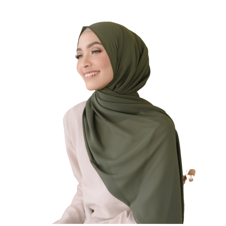 Binzahid Imported Olive Green Chiffon Hijab Georgette Hijab Breathable Lightweight Soft Fabric Modesty Stylish Lightweight Instant Hijabs