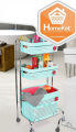 3 Tier Rolling Laundry Basket Shelves Storage Organizer for Clothes Detergent Great for Bathroom Kitchen Laundry Room Pink. 