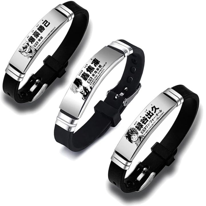 Anime My Hero Academia ID Bracelet Stainless Steel Silicone Bracelets Trendy Midoriya Izuku Bakugou Katsuki Bangles Jewelry