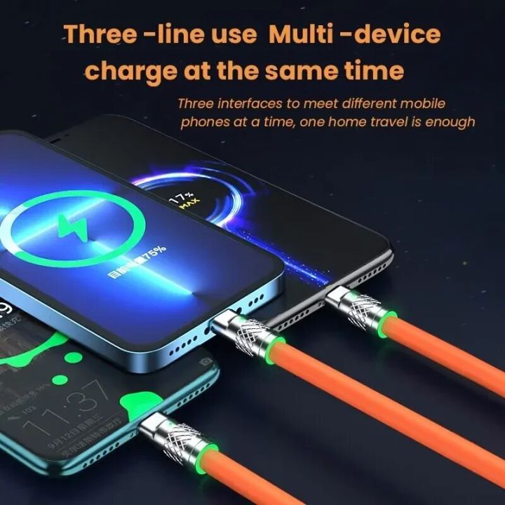 3 in 1 Charging Cable  for Micro USB, IOS & Type C devices  Branded 3 in 1 Cable for iPhone & ALL ANDROID 3 in 1 Charging cable