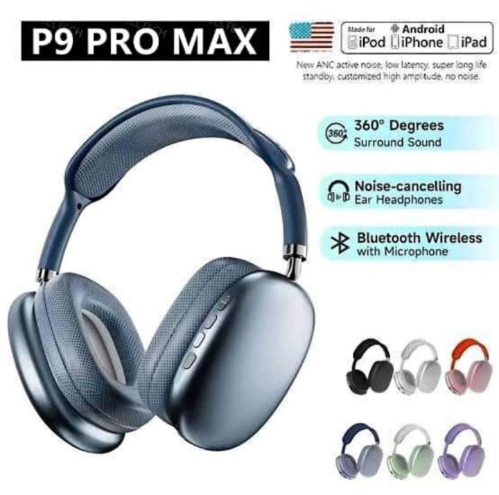 P9 Headphone Pro Max Super Bass Wireless Bluetooth Headphones With Noise Cancelling Built In Mic With Heavy and Clear Stereo Sound P9 Headphones for Gaming ng and Music
