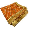 ORANGE COLOR ORGANZA DUPATTA WITH GOLDEN LACE. 