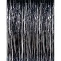 Black Metallic Tinsel Foil Fringe Curtains 3.2ft x 6.5ft Backdrop Photo Booth Black Metallic Foil Curtain for Birthday, Wedding, Bridal Shower, Baby Shower, Anniversary Party Decoration. 