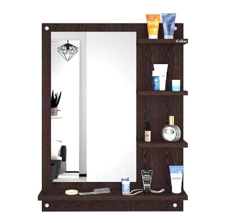 Modern Wooden Wall-Mounted Vanity Table with Mirror & Shelves – Space ...