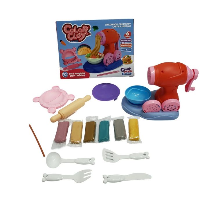 Colour Clay Noodles Maker Playdough Machine With 6 Colours Of Playdough Bucke Noodles Clay Machine Set | Kids Creativity Toy