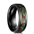 10 Colors 8mm Men's Stainless Steel Celtic Dragon Ring Inlay Red Green Black Carbon Fiber Ring Wedding Band Jewelry Size 6-13. 