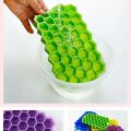 Silicone Honeycomb Ice Cube Tray with Lid – 37 Cavity Flexible BPA-Free Ice Mold – Reusable Ice Cube Maker for Freezer, Chocolate, Baby Food, Cocktails & More – Multicolor – Easy Release. 