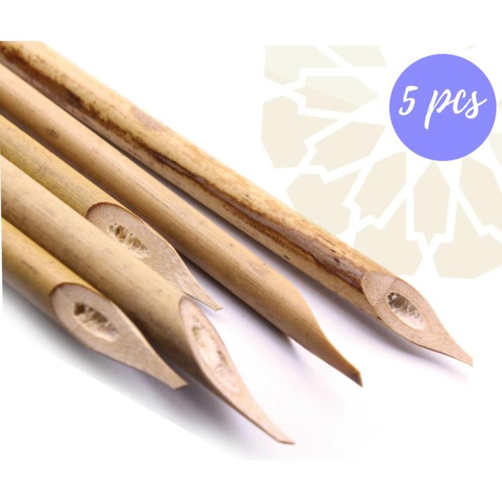 Calligraphy Pen Qalam Bamboo Wooden Reed Qalam Handmade for Calligraphy Arabic Urdu Farsi Khatati Qalam ( 5 Piece )