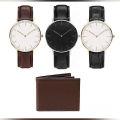 Pack Of 2 Leather Watches With 1 Wallet. 