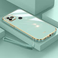 For Itel Vision 1 / Itel P36 Play Back Cover with Lanyard Luxury 6D Plating Frame Shiny Bling Cases Soft Silicone Square Protective Mobile Phone Case for Girls Boy. 