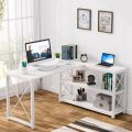 Eye Catching L-Shaped Reversible Industrial Desk with Storage Shelves Corner Computer Desk PC Laptop Study Table Workstation for Home Office And for Small Space. 