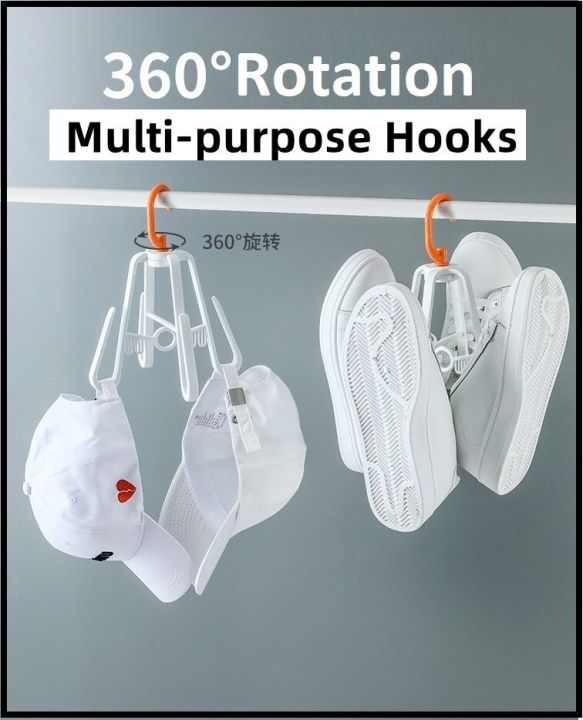 New 360° Rotating Foldable Shoes Hanger Multifunctional Shoe Rack Balcony Drying Rack Shoes Organizer Hanger Rack Plastic Shoes Drying Rack Hanger Shelf Space Saving
