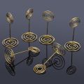 12 Pack Table Number Card Holders Photo Holder Stands Place Paper Menu Clips, Circle Shape (Gold). 