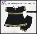 Soft Cotton Black Dress - 2Pc - For New Born Baby Girl | Suitable in All Season | New Balochi Design Baby Fashion. 