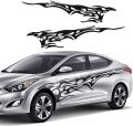 Car Decals, Flame Car Graphics, Cool Stickers, 2 Pcs Car Body Stickers Vinyl Self-Adhesive Side Strip Decal Cool Stickers for Truck SUV (Black Flame Car Stickers). 
