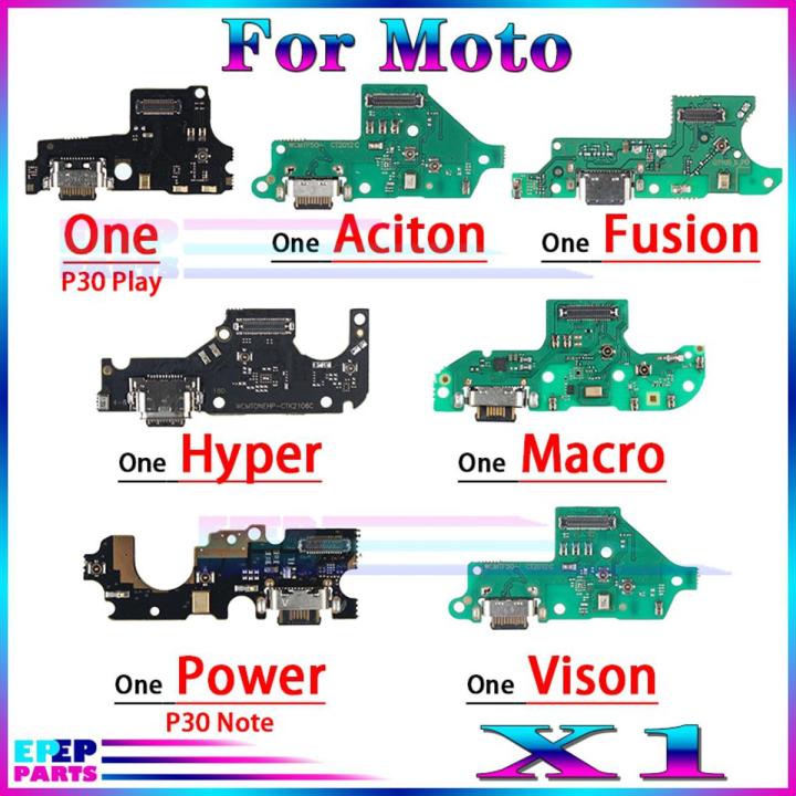 Charger Port Jack Dock Connector Flex Cable For Motorola Moto One Action Fusion Hyper Macro Power Vision Charging Board Module