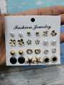 Women’s Elegant Stud Earrings Set – 12 Pairs Collection. 