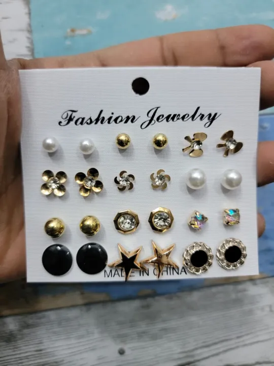 Women%E2%80%99s%20Elegant%20Stud%20Earrings%20Set%20%E2%80%93%2012%20Pairs%20Collection%20-%20Image%202