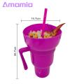 2-in-1 Snack Drink Cup 1pc Popcorn Water Cup Stadium Tumbler 2 in 1 Snack Drink Straw Leakproof Reusable Cinema Beverage. 