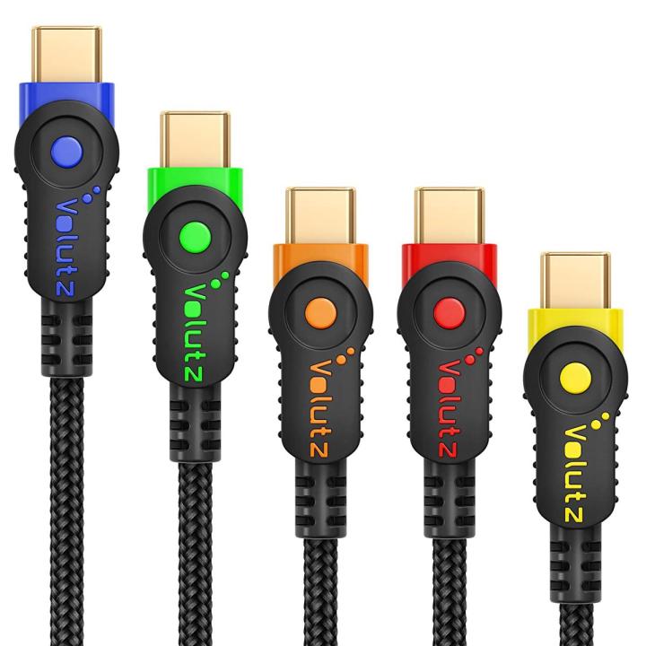 Volutz [Pack of 5] USB C Cable, Volutz Fast Charging Type C to USB Charger Cords, Gold-Plated, Nylon Braided (10ft, 6.5ft, 2x3.3ft, 1ft) for Samsung Galaxy S20 S10 S9 S8 Plus Note LG Google Pixel [Upgraded]