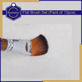 Keep Smiling Pack of 13 Flat Shapes High Quality Nylon Professional Art Brush Set Water Color Oil Acrylic Artist Paint Brush Set. 