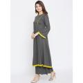 Grey solid anarkali kurti for Women. 