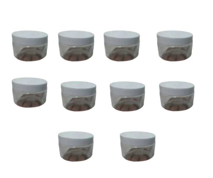 Pack of 10pcs Empty 150ml Crystal Clear cosmetic jar with White Lid ...