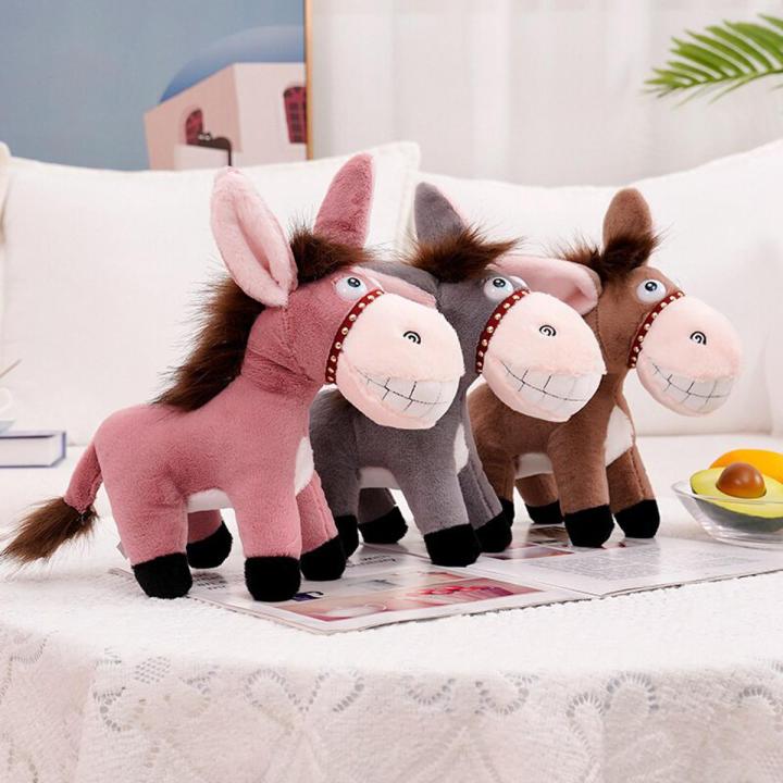 Funny Cartoon Big Teeth Donkey Soft Plush Animal Small Pendant Dolls Stuffed Toys Mini Bag Decoration for Girl Gifts