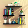 Wood Land Wall Mounted White & Black Floating Shelves, Book Storage Rack Shelf wooden shelves. 