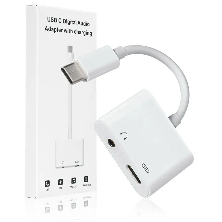 2-in-1 USB-C To 3.5mm Headphone & Charger Adapter For Android – Black
