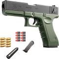 Glock soft Bullet Toy Gun for Boys - Automatic and Manual Blaster with Foam Darts & Silencer | Outdoor Shooting Gift. 