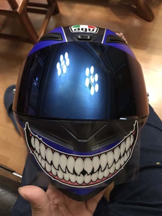 Teeth Motorcycle Sticker Exterior Accessories Evil Tooth Dark Personality Creative Marks ...