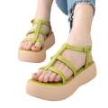New Mesa high heeled clip on sandals with exposed toes sponge cake thick soled Roman beach shoes. 