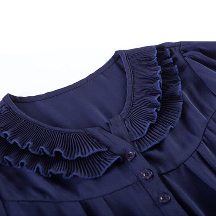 bellylady%20Summer%20Large%20Size%20Blouse%20For%20Women%20Short%20Sleeves%20Loose%20Chiffon%20Shirt%20Simple%20Solid%20Color%20Elegant%20Cardigan%20Tops%20-%20Image%206