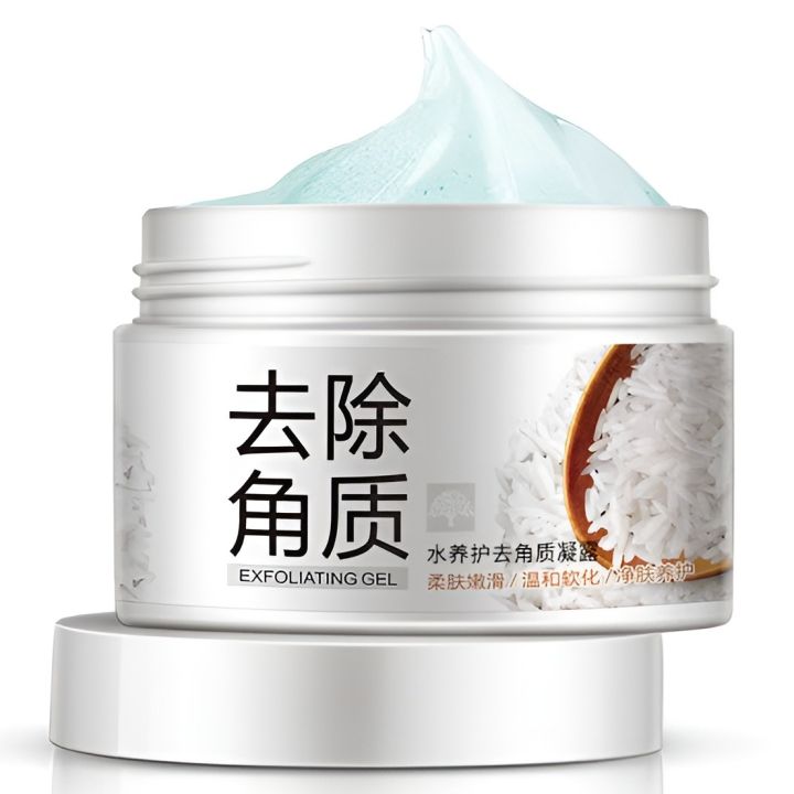 Rice Exfoliating Gel Body Cream - Whitening Brightening Exfoliating Facial Scrub Gel with Rice Extract, Rice Exfoliating Gel 140g