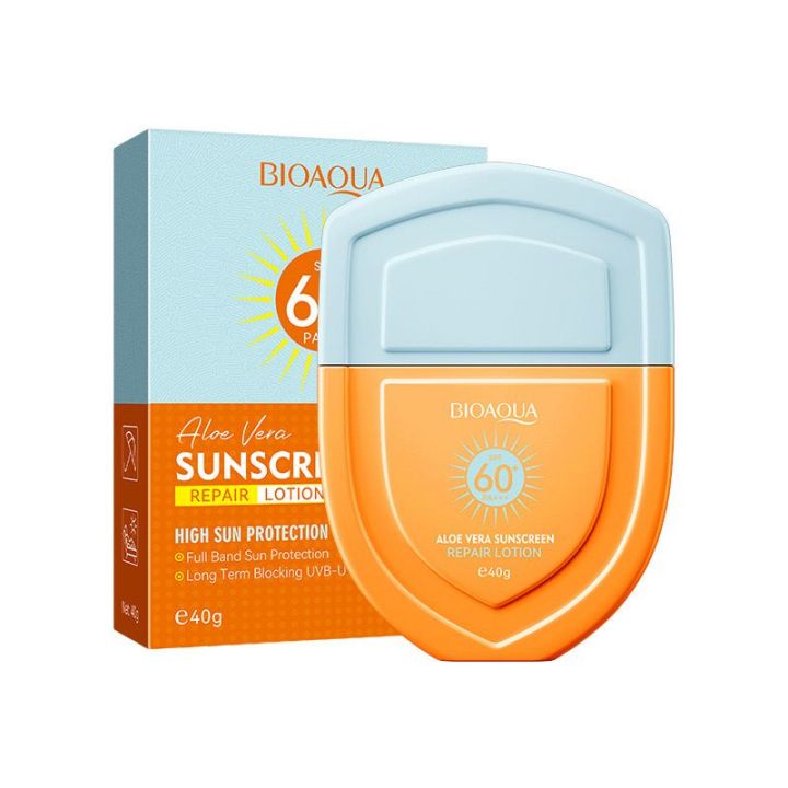 Bioaqua Aloe Vera Sunscreen Cream Facial Body Sun Block Gel Isolation Lotion SPF 60+ SunScreen Skin Repair Lotion High Sun Protection 40g BQY37381