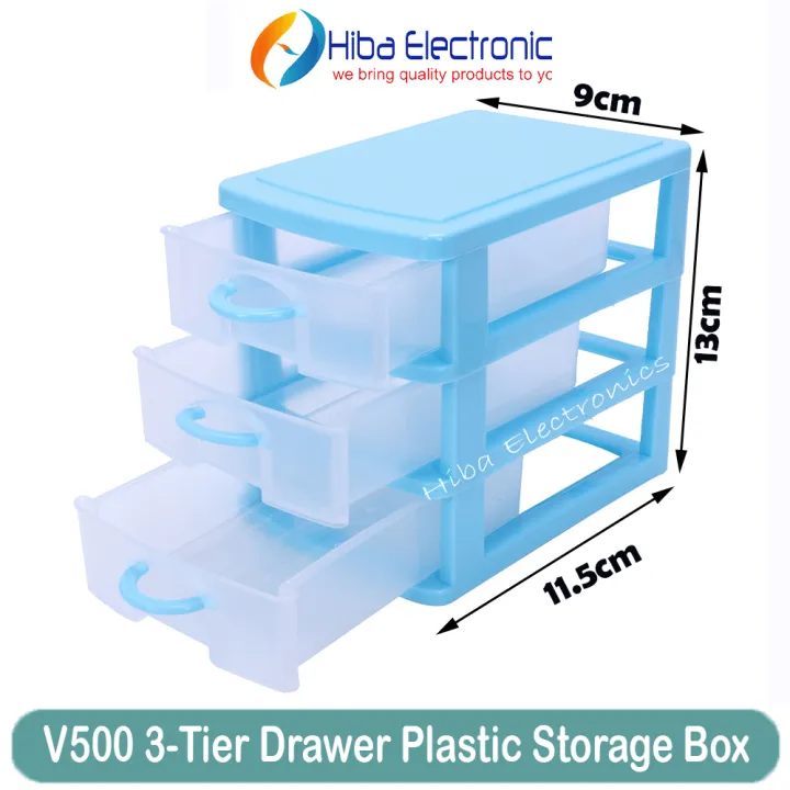 Mini Draw Unit 1 Set of Multi-Color V500 3-Tier Drawer Plastic Storage, Stackable ...