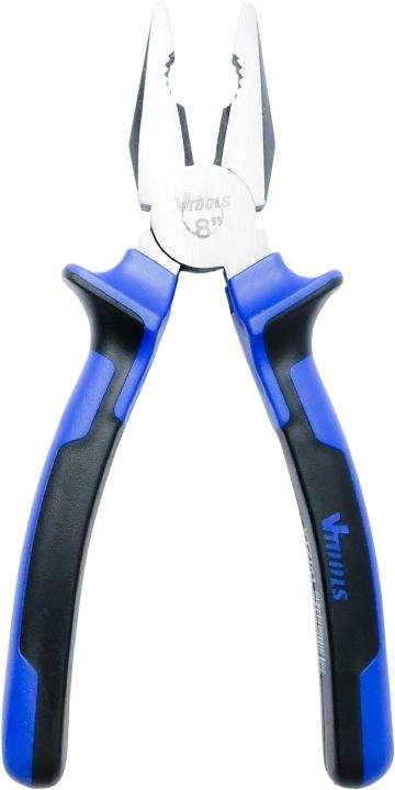 Combination Pliers 8 Inch, Multifunction Pliers with Wire Cutting, Crimping, Twisting, Pulling & Nails Removing, Carbon Steel Black Polished Finish