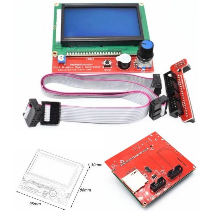 RAMPS 1.4 Reprap LCD 12864 3D printer Graphic Smart Display Controller Module with Adapter