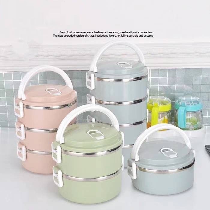 Small Lunch Box 3 Tier Insulated Tiffin Box with Vaccum Seal office thermos Shop Lunch Storage Box