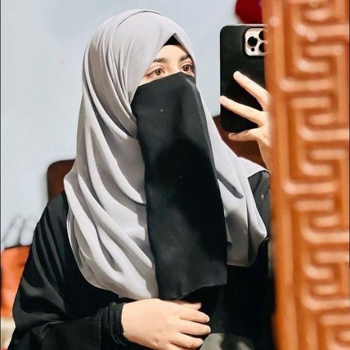 Elastic Half Niqab Patti for Women/Girls – Breathable, Comfortable, Black Color