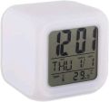 7 Colours LED Luminous Change Alarm Clock Digital Clock Cube Digital Alarm Clock Table Clock with Time Snooze Date Temperature Display for Children. 
